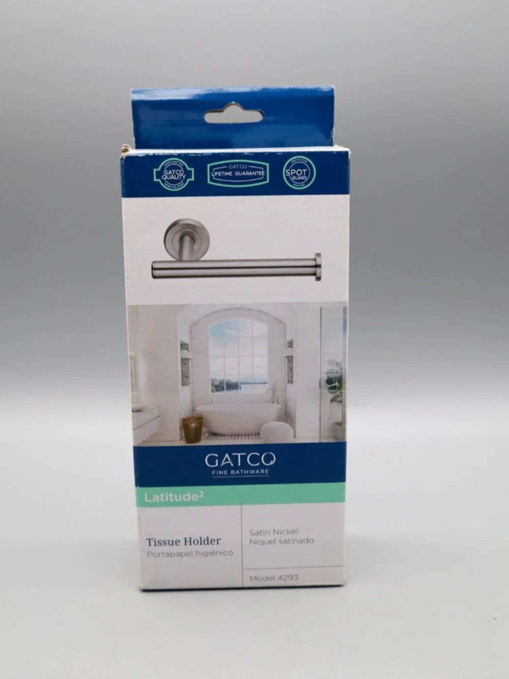 Gatco 4293 Latitude Toilet Tissue Paper Holder Satin Nickel Modern Contemporary